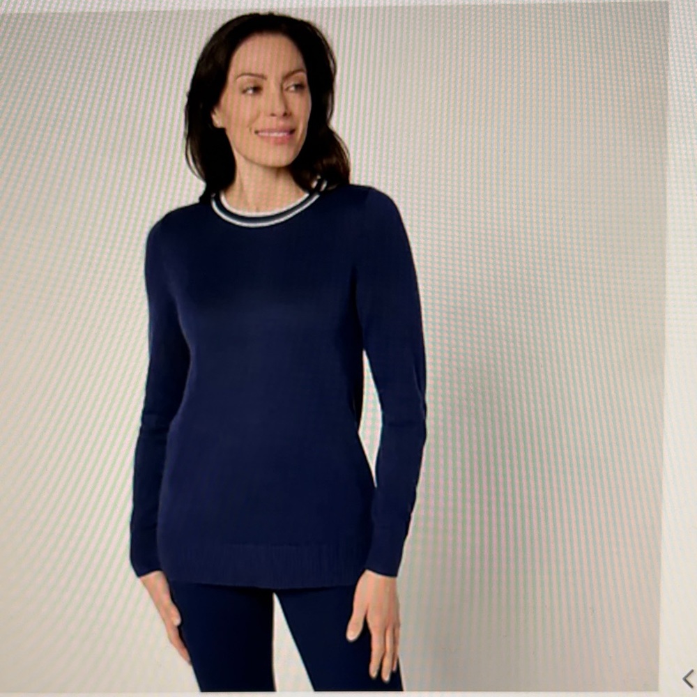 Joan Rivers Long-Sleeve Button-Back Sweater with Tipping  NWOT